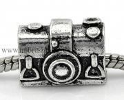 Шарм бусина "Фотоаппарат" античное серебро, 17х12 мм