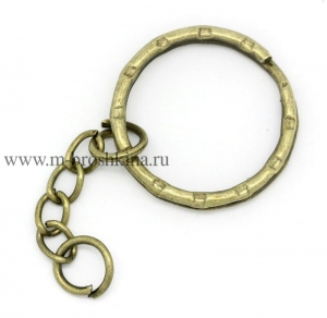 Кольцо для ключей и цепочка для брелока бронза, 5.3 см | основы для ключей 