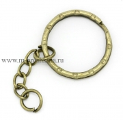 Кольцо для ключей и цепочка для брелока бронза, 5.3 см