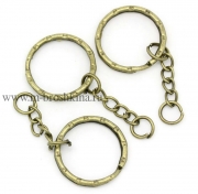 Кольцо для ключей и цепочка для брелока бронза, 5.3 см