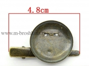 Основа для броши, булавка и зажим бронза "Круг", 48х29 мм, 29 мм - рамка для кабошона