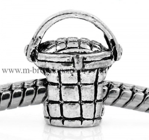 Шарм подвеска "Корзина" античное серебро, 13х12 мм | купить шарм бусину