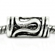 Шарм, бусина металлическая "Трубка Антик" античное серебро, 14х7 мм (2 шт)