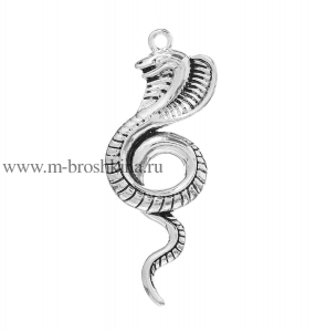 Подвеска металлическая "Змея" серебро, 50х19 мм | подвески металлические