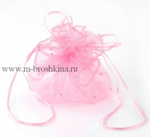 Мешочек подарочный из органзы "Мешочек радости" розовый, диаметр: 40 см