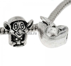 Бусина для браслета Пандора "Мышка" античное серебро, 12х12 мм