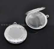 Медальон для фотографии "Винтаж" серебряный, 36х32 мм, 20 мм - рамка для кабошона