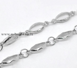 Цепочка декоративная серебро, 20х7 мм, 6 мм | цепочки металлические