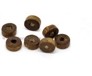 Бусины деревянные "Шайба" кофейный, 8 мм, 2.6 мм