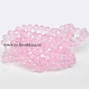 Бусины стеклянные "Нежность" розовые, 8х6 мм (нить)