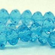Бусины стеклянные граненые голубые, 8х6 мм (10 шт)